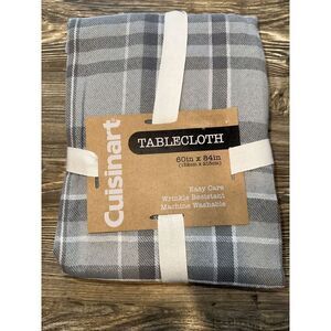 Cuisinart 60x84 Inch Plaid Cotton/Polyester Tablecloth Machine Wash NWT.